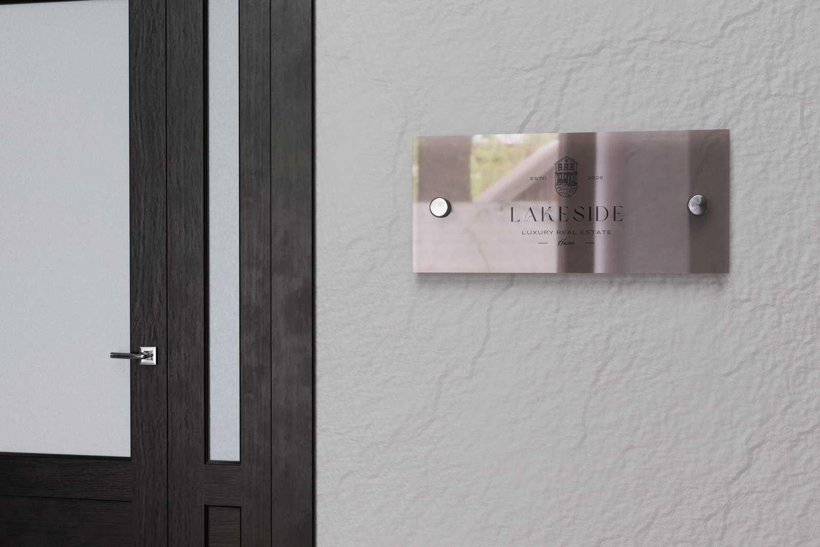 wall glass logo mockup